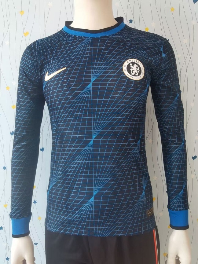 AAA Quality Chelsea 23/24 Away Black/Blue Long Jersey(Player)